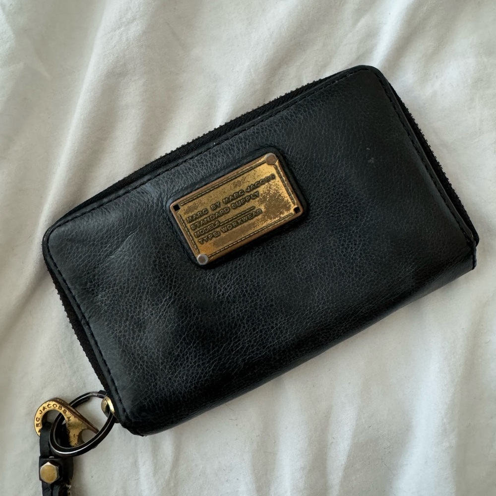 Marc by Marc Jacobs black leather wallet with gold hardware